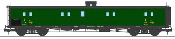 REE Modeles VB-346 - French PLM Railroad Luggage Van, PLM green, Lookout box, Ladder, Black Roof PLM N°24593 Era II